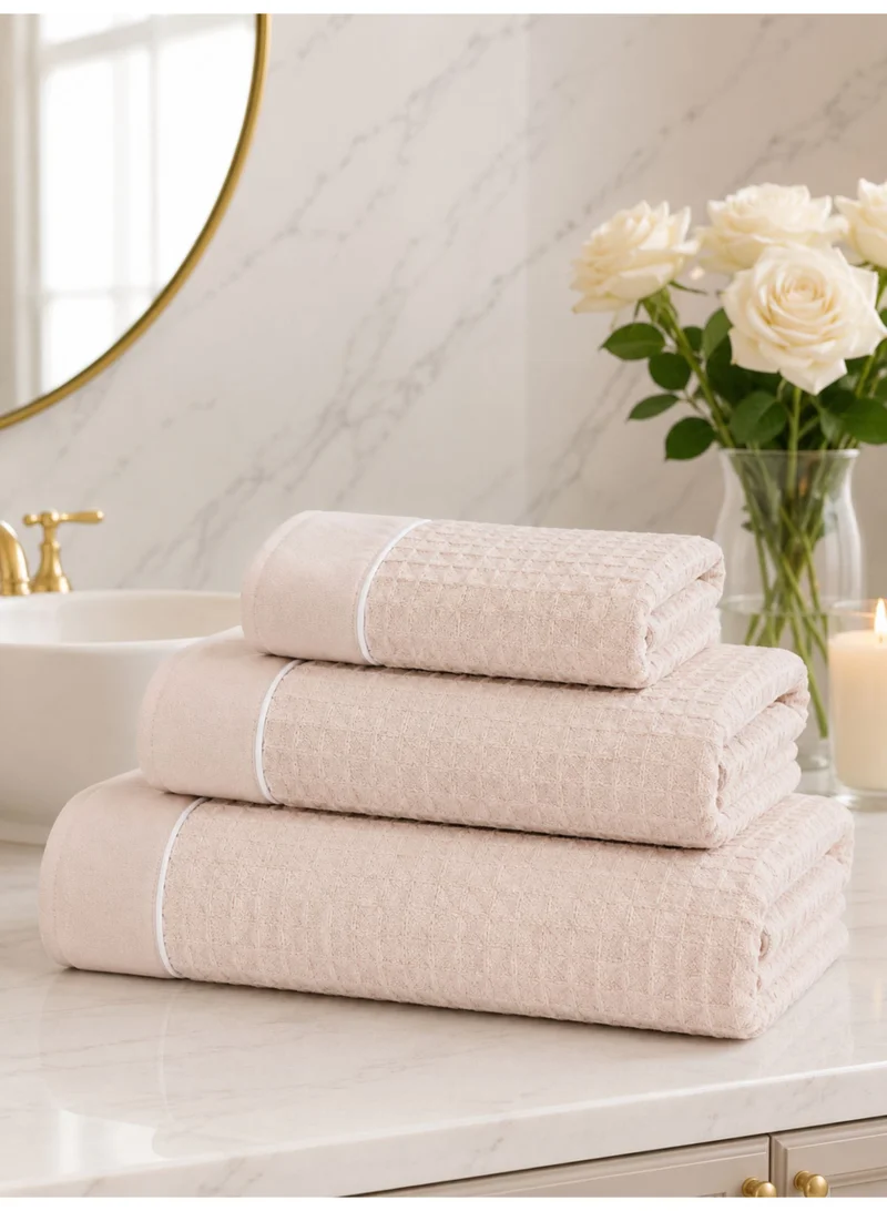 Donetella Towel Set (Pack of 3) – Microfiber 310 GSM Waffle Weave Ultra Soft Quick Dry Highly Absorbent Bathroom Towels with Bath Sheet, Bath Towel & Hand Towel