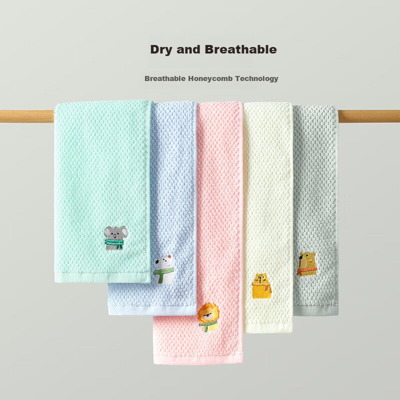 JD Jing Zao Wuyinliangpin Children's Towels, 5-Pack, Class A Xinjiang Cotton, Soft And Skin-Friendly, 100% Pure Cotton, Suitable for Babies, Super Absorbent, 2550cm - Image 3