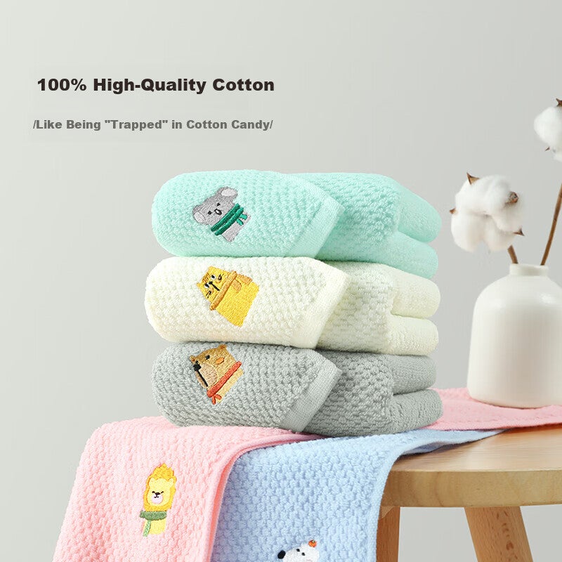 JD Jing Zao Wuyinliangpin Children's Towels, 5-Pack, Class A Xinjiang Cotton, Soft And Skin-Friendly, 100% Pure Cotton, Suitable for Babies, Super Absorbent, 2550cm - Image 1