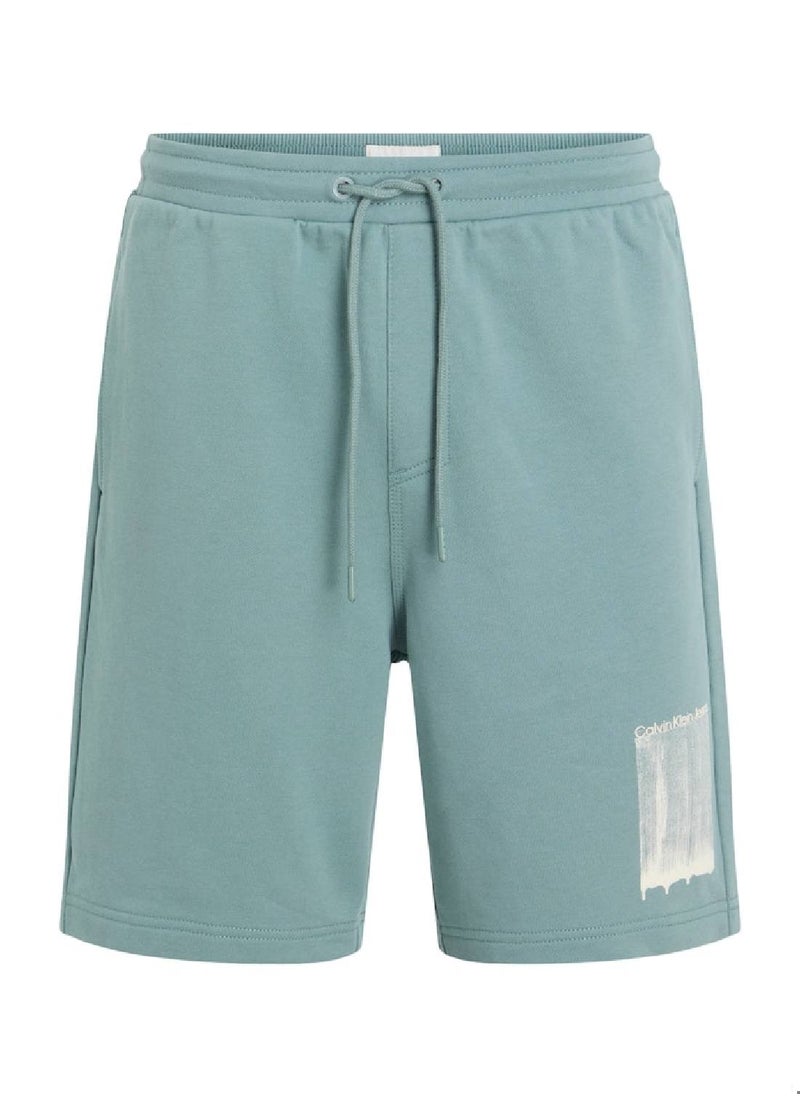Calvin Klein Jeans Men's Graphic Sweatshorts - Cotton, Blue  - Image 5