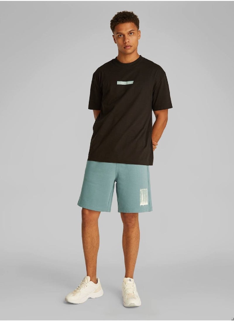 Calvin Klein Jeans Men's Graphic Sweatshorts - Cotton, Blue  - Image 2