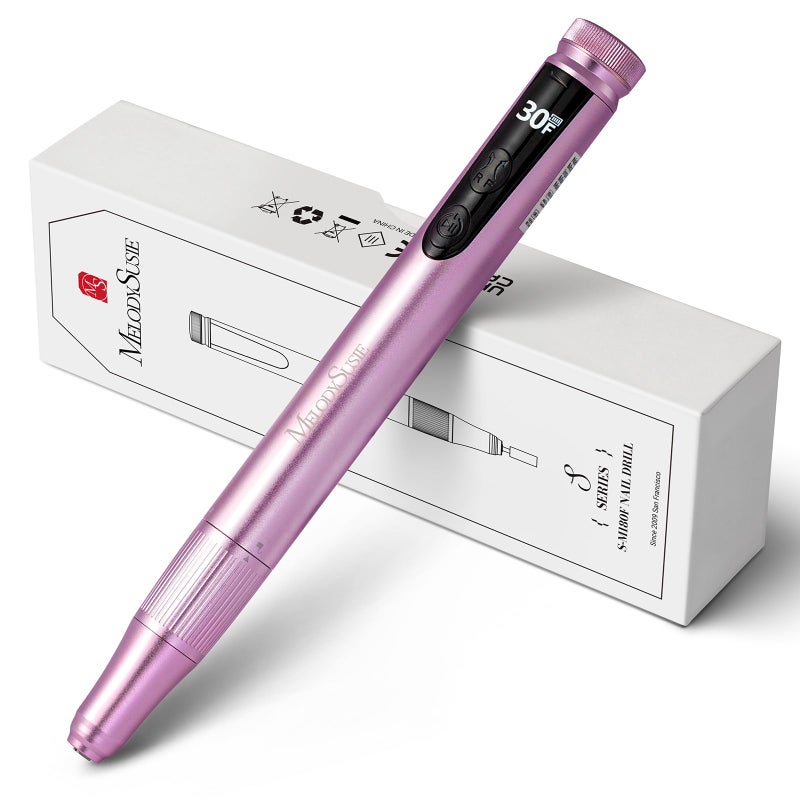 MelodySusie Electric Nail Drill Portable Cordless Rechargeable Nail File Bits  Sanding Bands Kit for Acrylic  Gel Nails 30000RPM Professional Efile for Manicure Pedicure Polishing Purple SM180F