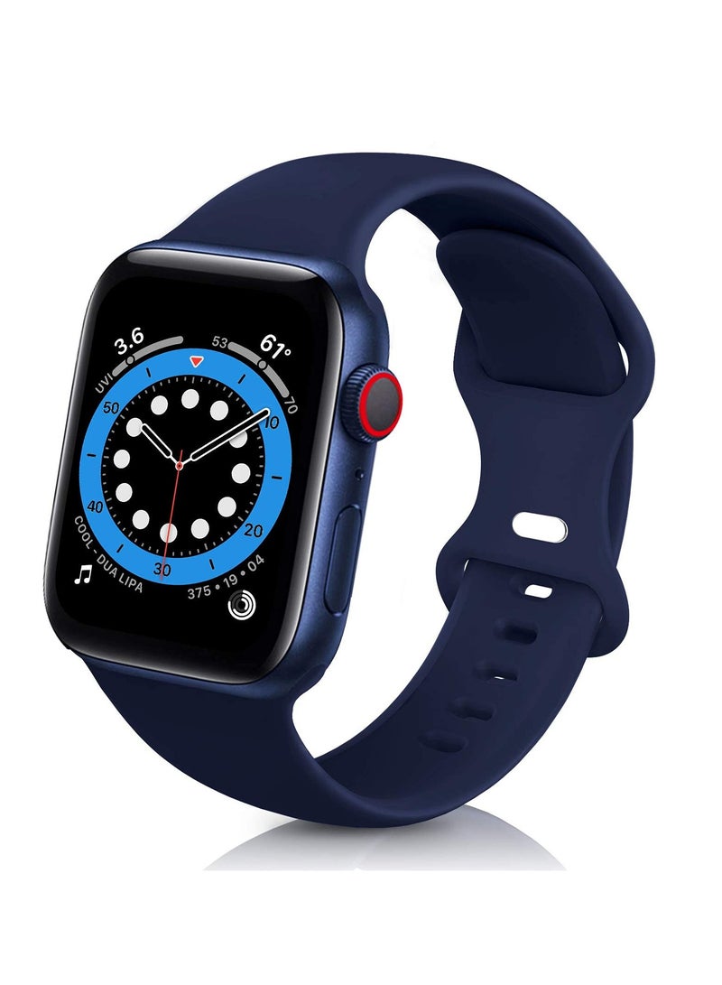 Compatible with Apple watch Band 42mm 44mm 45mm 46mm 49mm for Women Men, Soft Silicone Wristband Strap Bands for iWatch Ultra 3/2/1 Series 11 10 9 8 7 6 5 4 3 2 1 SE 3/2/1 Blue - Image 1