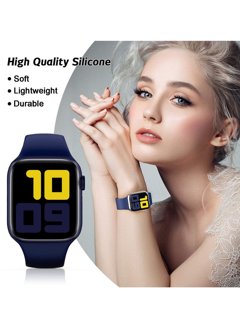 Compatible with Apple watch Band 42mm 44mm 45mm 46mm 49mm for Women Men, Soft Silicone Wristband Strap Bands for iWatch Ultra 3/2/1 Series 11 10 9 8 7 6 5 4 3 2 1 SE 3/2/1 Blue - Image 4