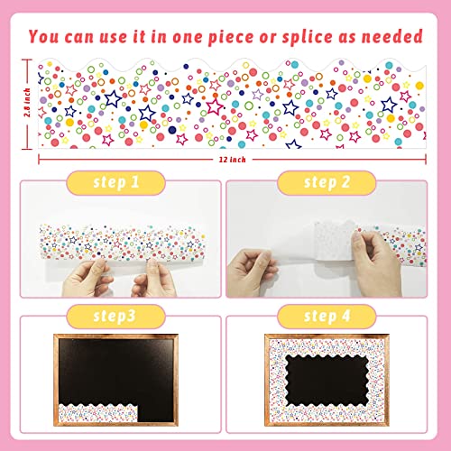 starboling Bulletin Board Borders Decorations 90 Pieces 100 Feet, Scalloped Border Trim Colorful Bulletin Board Trim, 5 Kinds of Design Blackboard School Classroom Frame. - Image 3