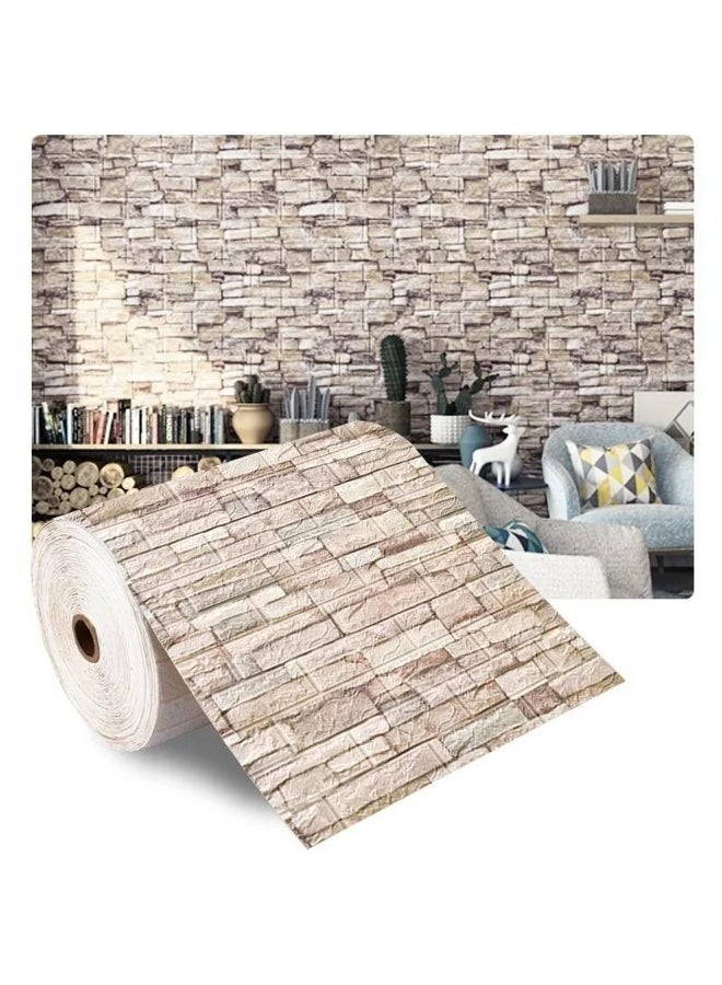 70cmX2m Long 3D Brick Wall Stickers DIY Decor Self-Adhesive Waterproof Wallpaper for Kids Room Bedroom Kitchen Home Wall Decor 
