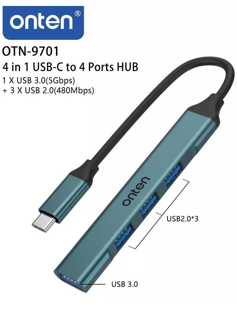 أونتن - محول USB C Hub إلى USB C متعدد المنافذ، USB C إلى USB A، USB-C إلى USB 3.0 Hub، USB Hub 2.0 4 منافذ، لجهاز MacBook Pro 2020/2019، iMac 2021، موزع USB من سبائك الألومنيوم - Image 1
