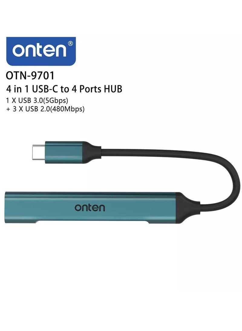 أونتن - محول USB C Hub إلى USB C متعدد المنافذ، USB C إلى USB A، USB-C إلى USB 3.0 Hub، USB Hub 2.0 4 منافذ، لجهاز MacBook Pro 2020/2019، iMac 2021، موزع USB من سبائك الألومنيوم - Image 1