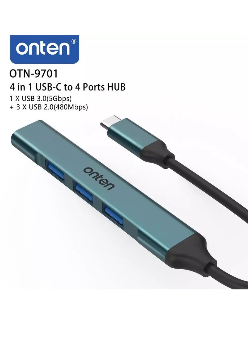 أونتن - محول USB C Hub إلى USB C متعدد المنافذ، USB C إلى USB A، USB-C إلى USB 3.0 Hub، USB Hub 2.0 4 منافذ، لجهاز MacBook Pro 2020/2019، iMac 2021، موزع USB من سبائك الألومنيوم - Image 1