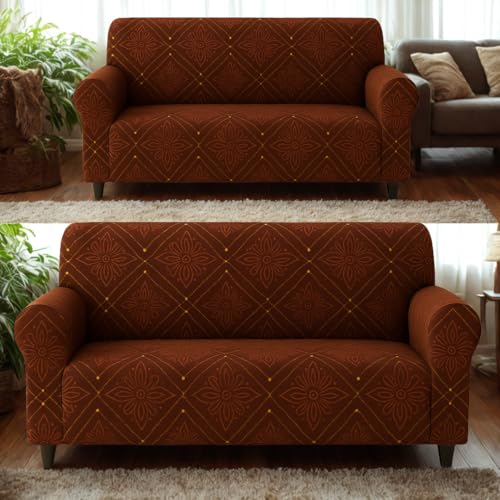 Homerz Premium 5 (3+2) Seater Universal Elastic fit Sofa Cover Fully Covered, Non-Slip Sticky Elastic Stretchable Sofa Set Slipcover Protector (Luxury, 5 (3+2) Seater) - Image 1
