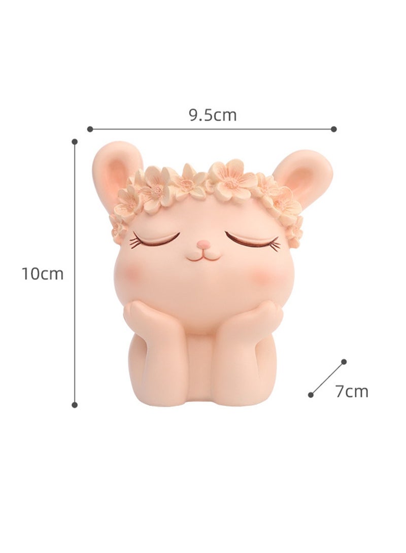 Generic Creative Cartoon Animal Resin Succulent Plant Pot, Suitable For Herb Plants, Succulent Plants, Cactus Pen Holder, Suitable For Micro Landscape Home Decoration (Rabbit)  - Image 2