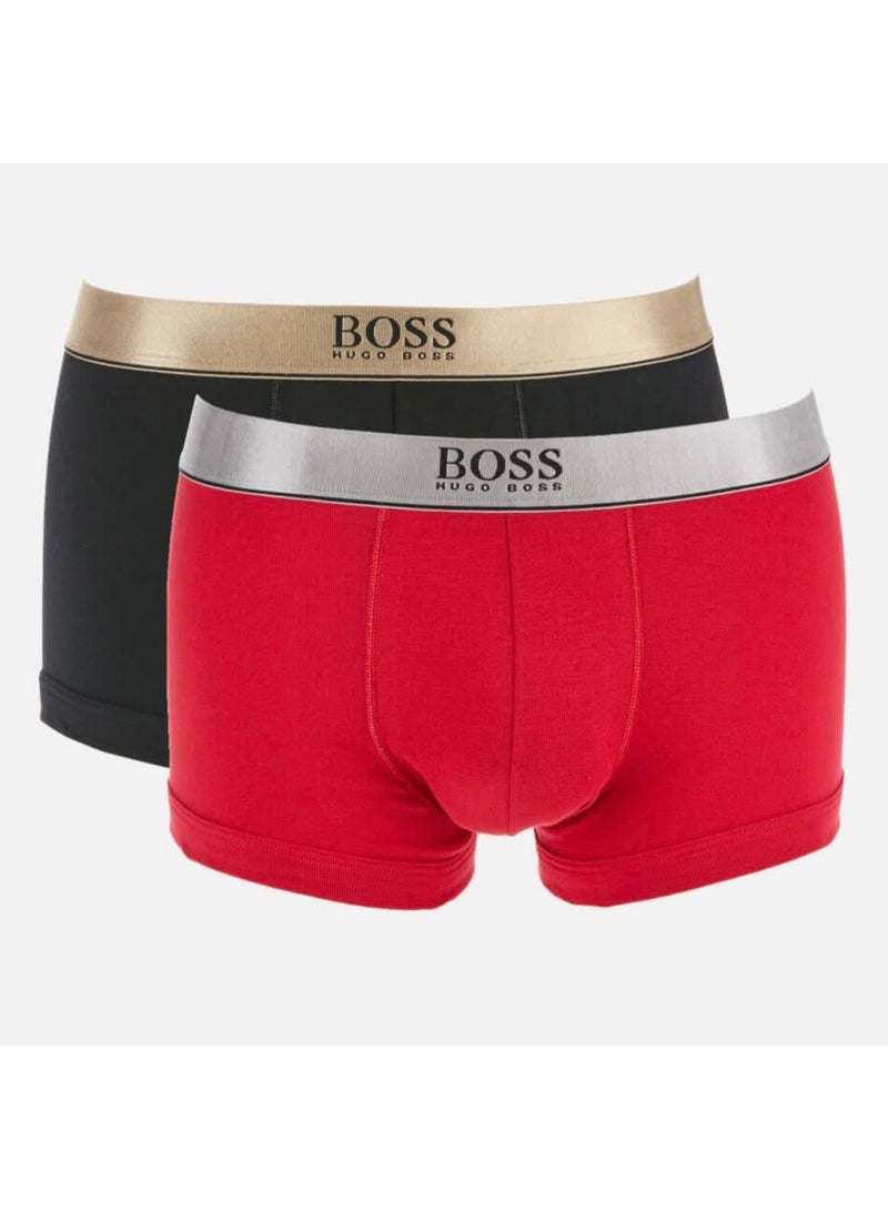 هوجو بوس مجموعة بوكسر رجالي ملابس داخلية قطنية - (عبوة من 3 قطع) -  ( 2 اسود + 1 أحمر )مقاس اكس لارج - Image 1