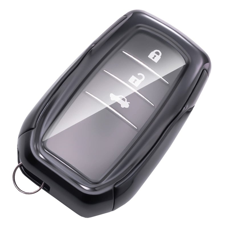 WORCAS Soft TPU Key Fob Cover Case Compatible with Toyota 2019 Land Cruiser2021 Venza2021 RAV4 PrimeFortune2 3 4 5 6Button keyless Entry Remote Control Smart Key Black