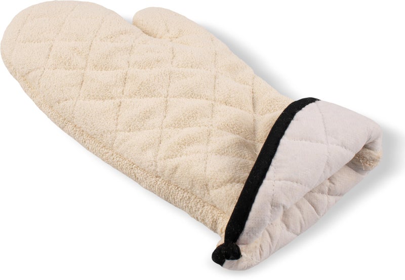San Jamar San Jamar 817TM Heavy Duty Terry Cloth Temperature Protection Oven Mitt, 17" Length, Natural - Image 3