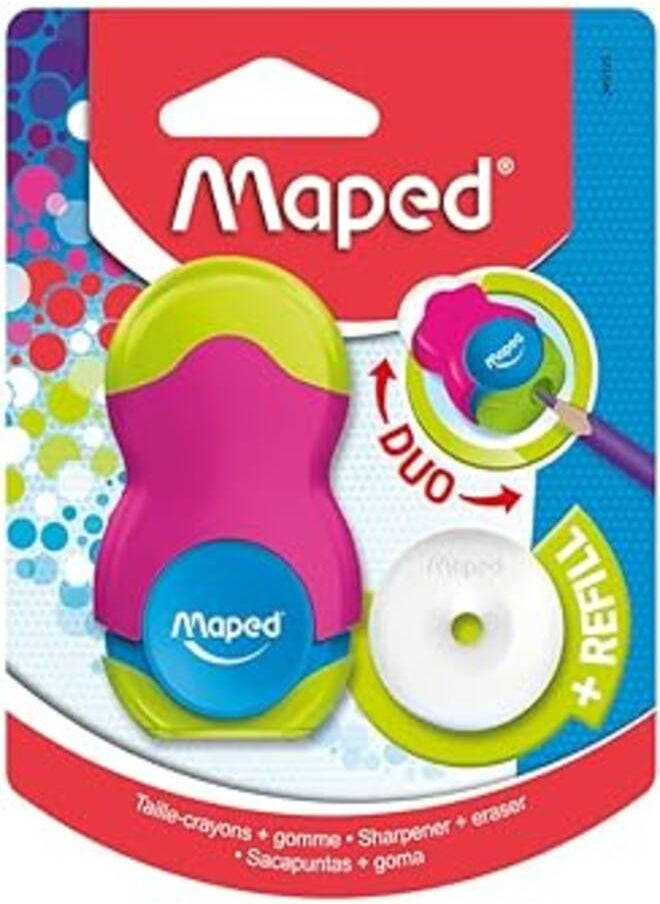 Maped Maped Loopy Coloured Duo Eraser and Pencil Sharpener (Assorted Colours) 