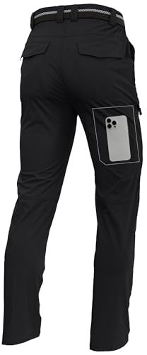 LINLANG EN Mens Lightweight Hiking Cargo Pants Waterproof Quick Dry Travel Fishing Climbing Work Outdoor Pants Black - Image 1