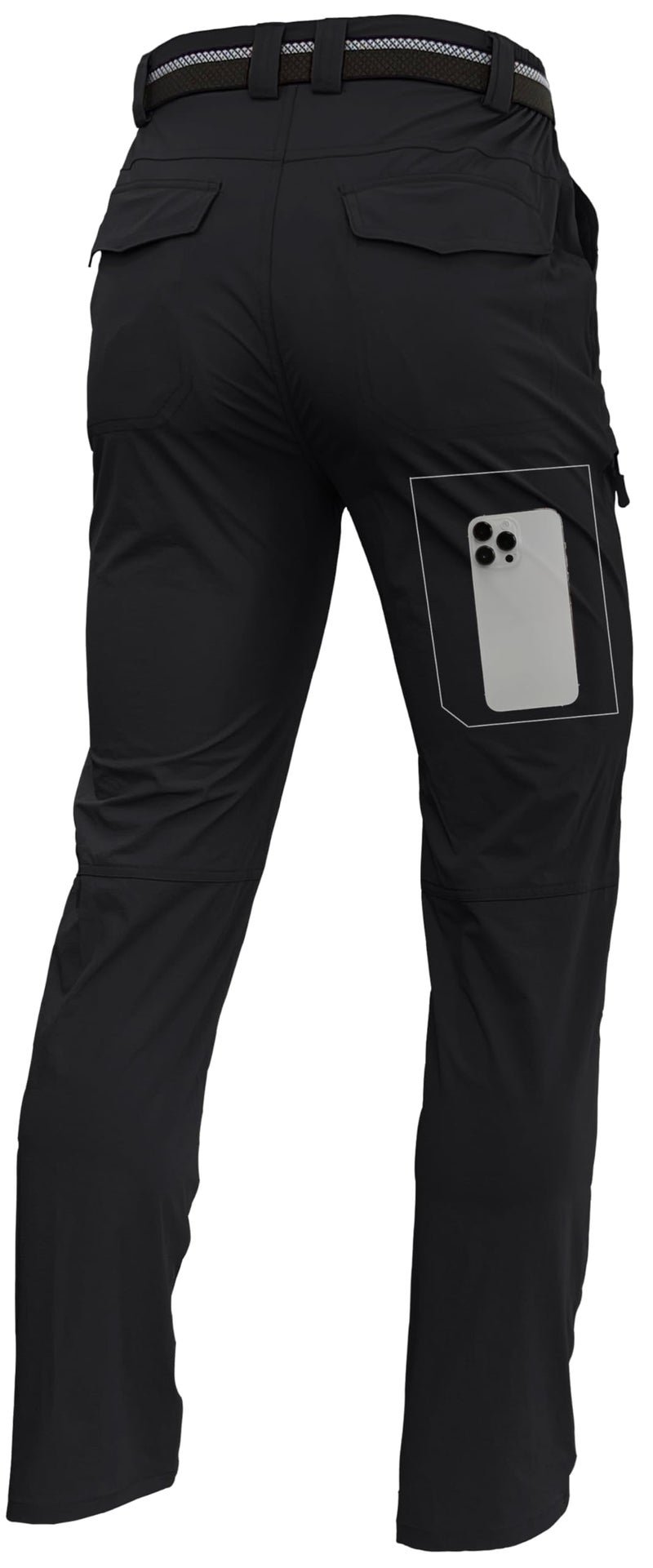 LINLANG EN Mens Lightweight Hiking Cargo Pants Waterproof Quick Dry Travel Fishing Climbing Work Outdoor Pants Black - Image 2