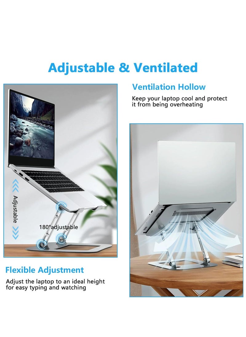 Generic Portable Adjustable Aluminum Foldable Laptop Stand Ergonomic Desktop Holder for Tablets, iPad, Notebook, MacBook, Lightweight Up to 17 Inch Silver  - Image 3