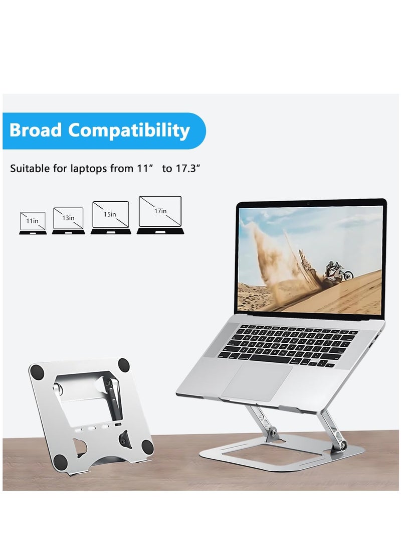 Generic Portable Adjustable Aluminum Foldable Laptop Stand Ergonomic Desktop Holder for Tablets, iPad, Notebook, MacBook, Lightweight Up to 17 Inch Silver  - Image 5
