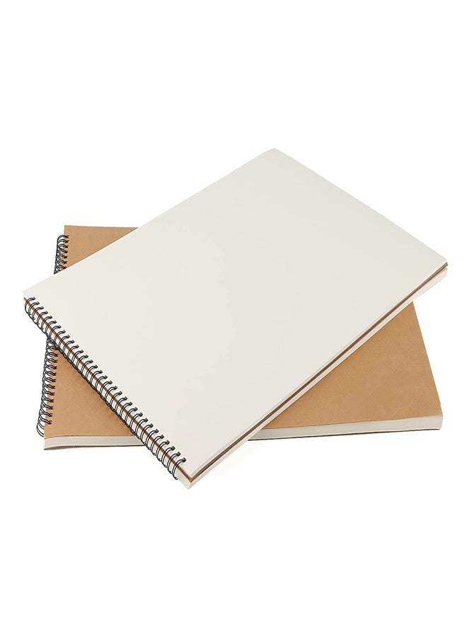 SENJEOK 2 PCS A3 Spiral Bound Drawing Pad, 11.7 x 16.5 Inch Brown Cover Sketchbook, A3 Landscape Sketch Pad for Painting, Doodling, 30 Sheets 60 Pages - Image 1