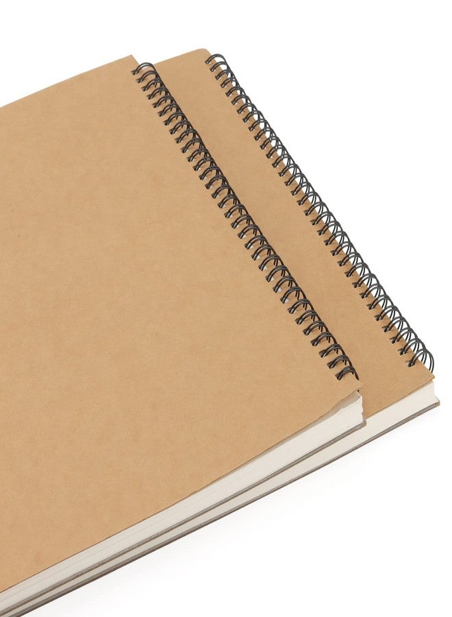 SENJEOK 2 PCS A3 Spiral Bound Drawing Pad, 11.7 x 16.5 Inch Brown Cover Sketchbook, A3 Landscape Sketch Pad for Painting, Doodling, 30 Sheets 60 Pages - Image 5
