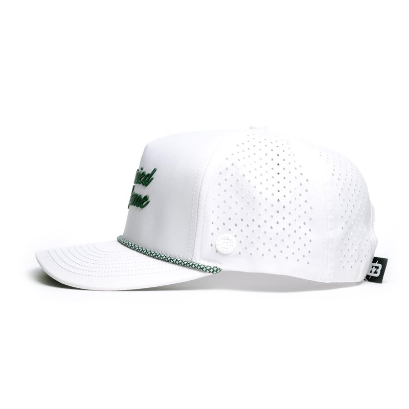 BRIMZ Golf Performance Hat - Breathable Sweat & Water Resistant Golfing Snapback Cap with Tee Holder & Magnetic Brim - Double Sided Ball Marker & Tee Included (Married to The Game - White/Green) - Image 5