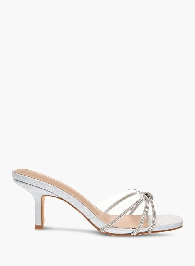 Women Embellished Slip-On Sandals with Flared Heels