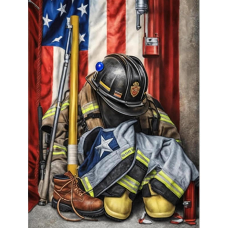 KTHOFCY 5D DIY Diamond Painting Kits for Adults Beginner American Flag Firefighters Gear Full Drill Embroidery Cross Stitch Crystal Rhinestone Paintings Pictures Arts Wall Decor 30x40cm12x16inch - Image 3
