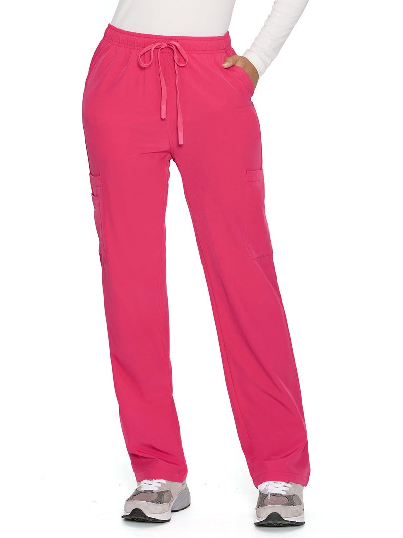 COZYFIT Straight Leg Scrub Pants for Women, Drawstring Soft Stretch, Anti-Wrinkle Women's Scrub Pants with 6 Pockets,Hot Pink,S - Image 1