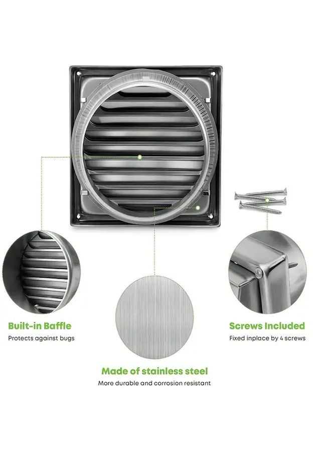 1pc Stainless Steel Wall Vent Cover Durable Metal Non Return Flap Weather Resistant - Image 3