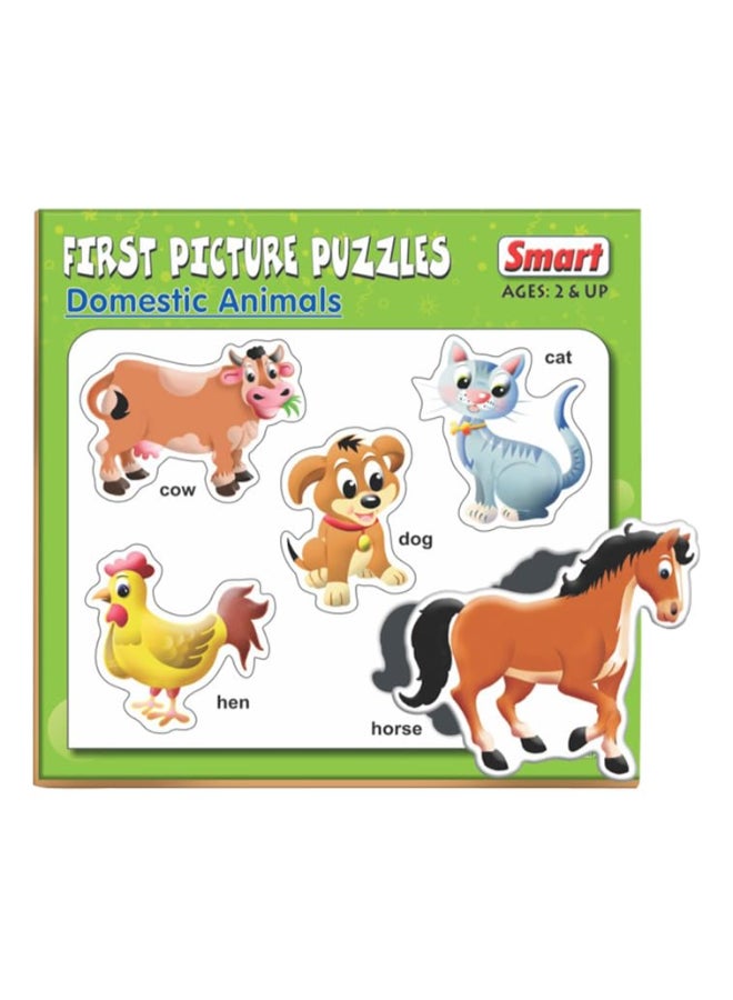 Creative's Smart First Picture Puzzles Domestic Animals Toddler Toy , 5 Piece Chunky Farm Animal Recognition Puzzle, Kids Early Learning Cognitive Development Skill Builder Games, Age 2+ - Image 1