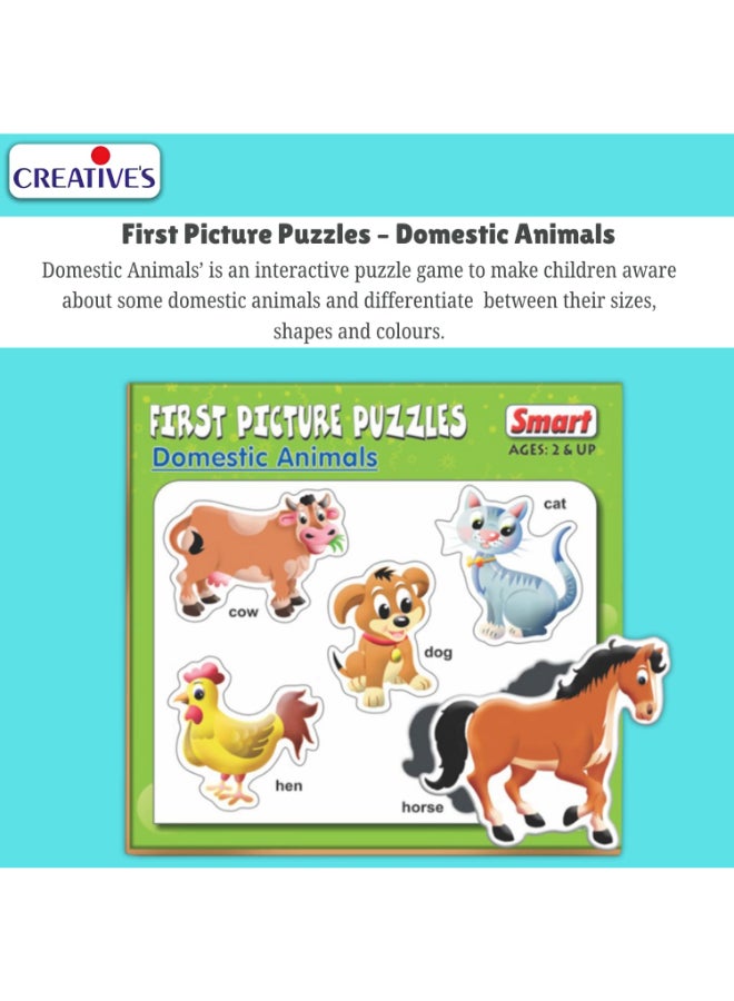 Creative's Smart First Picture Puzzles Domestic Animals Toddler Toy , 5 Piece Chunky Farm Animal Recognition Puzzle, Kids Early Learning Cognitive Development Skill Builder Games, Age 2+ - Image 2