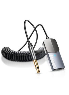ESSAGER Aux Bluetooth Adapter for Car,Essager Noise Cancelling Bluetooth 5.0 Receiver,Lossless Music USB to 3.5mm Jack Audio Adapter with Built-in Microphone for Car Kits/Home Stereo/Handsfree Call Speaker  - Image 1