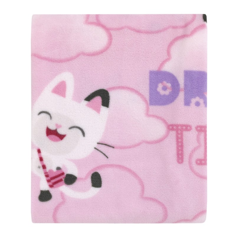 DreamWorks Gabbys Dollhouse Dream It Up Pink and Purple Pandy Paws Super Soft Toddler Blanket