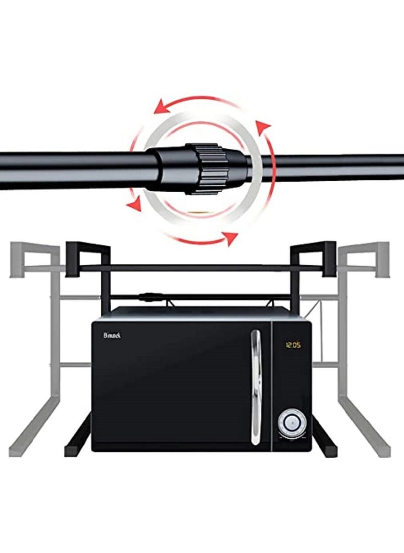 AGD - Adjustable Extendable Microwave Toaster Oven Rack Shelf and Kitchen Counter Top Organizer with 3 Hooks - Image 1