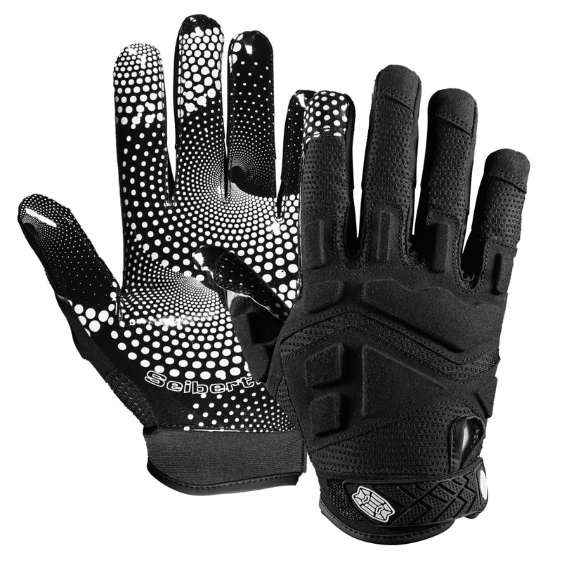 Seibertron G.A.R.G 2.0 Gel Filled Patented Anti-Impact Ultra-Stick Football Sports Receiver Gloves Youth Black S - Image 1