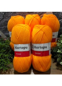 Kartopu Kristal K312 5 Pieces Fiber Yarn Hand Knitting Yarn Orange 
