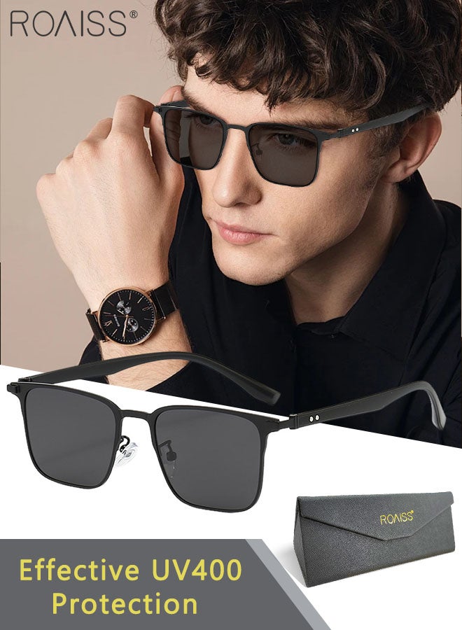 roaiss Men's Square Polarized Driving Sunglasses, UV400 Protection Sun Glasses, Fashion Anti-glare Sun Shades, Suitable for Men Golfing, Fishing, Traveling, Black, 61mm - Image 1