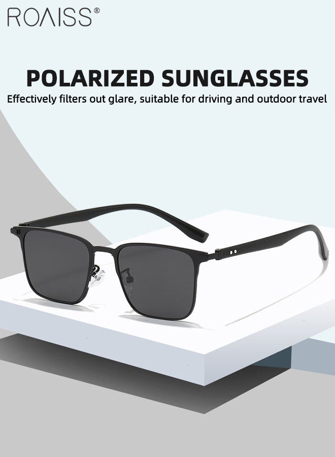 roaiss Men's Square Polarized Driving Sunglasses, UV400 Protection Sun Glasses, Fashion Anti-glare Sun Shades, Suitable for Men Golfing, Fishing, Traveling, Black, 61mm - Image 3