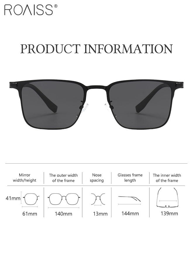 roaiss Men's Square Polarized Driving Sunglasses, UV400 Protection Sun Glasses, Fashion Anti-glare Sun Shades, Suitable for Men Golfing, Fishing, Traveling, Black, 61mm - Image 4