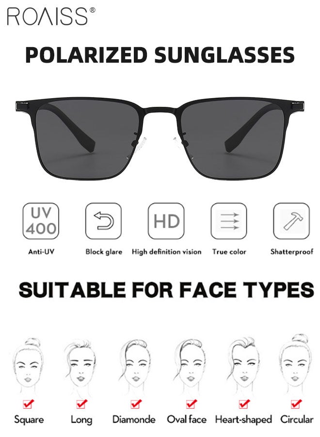 roaiss Men's Square Polarized Driving Sunglasses, UV400 Protection Sun Glasses, Fashion Anti-glare Sun Shades, Suitable for Men Golfing, Fishing, Traveling, Black, 61mm - Image 5
