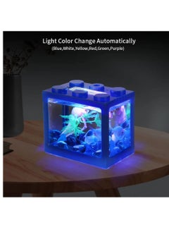 16X10.5X14Cm USB Mini Aquarium Fish Tank With LED Lights For Baby Turtles, Reptails, Betta Fish, Guppy Fish, Small Fishes Blue - pzsku/Z0A63004C726113A18A5BZ/45/_/1684592282/6fd607f5-e0df-4313-b8e8-d6f3952aeb75