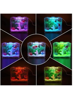 16X10.5X14Cm USB Mini Aquarium Fish Tank With LED Lights For Baby Turtles, Reptails, Betta Fish, Guppy Fish, Small Fishes Blue - pzsku/Z0A63004C726113A18A5BZ/45/_/1684592291/8bca0b23-b8e5-4ddf-8556-72b8533cdd46