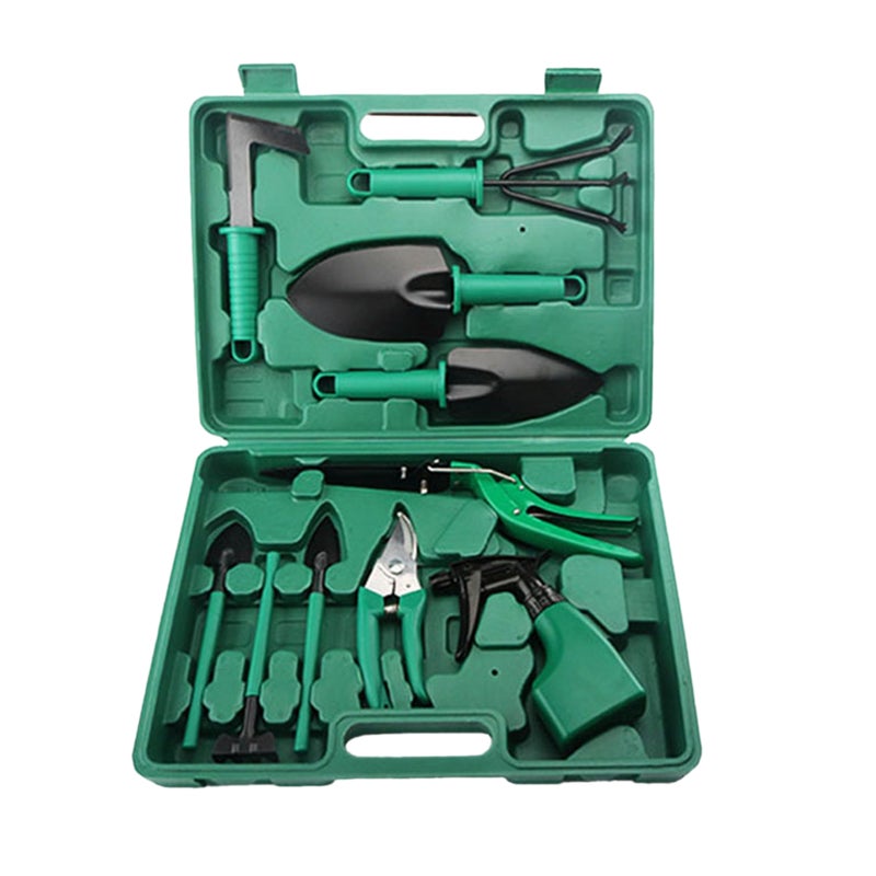 Gardening Hand Tools 10Pcs Green Heavy Duty Stainless Steel Ergonomic Handle - Compact Portable Tool Box Garden Tool Set for Home Gardening Beginners And Experienced Gardeners - Image 1