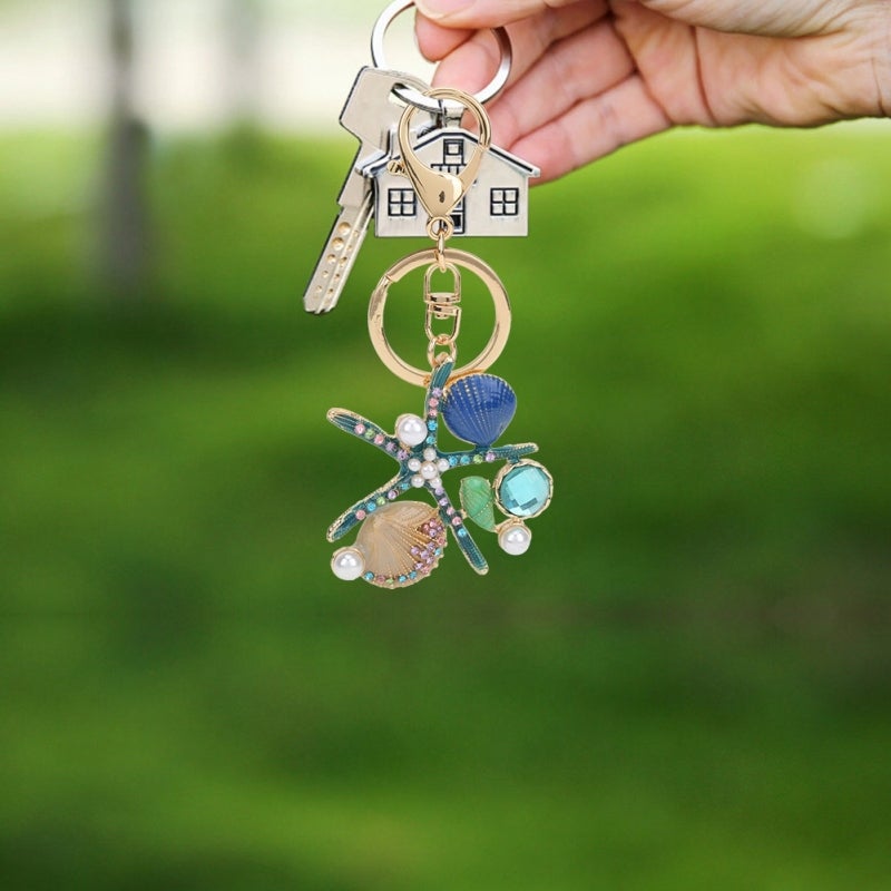Rhinestone Keychain: Alloy Material, Manual Cutting Technology, Starfish Pendant - Unique Inlay Techniques, Beautiful Surface for Bag Decoration, Fashion Gift - Image 5