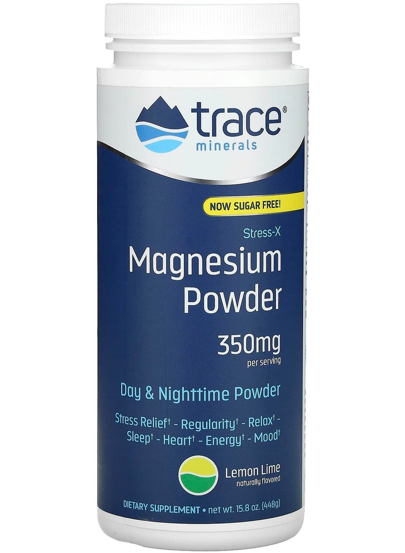 Trace Minerals Stress-X, Magnesium Powder, Lemon Lime, 350 mg, 15.8 oz (448 g)