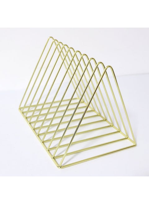 Factory wholesale wrought iron 9-grid bookshelf triangle desktop small bookshelf storage rack file book storage rack Gold 9-cell bookshelf