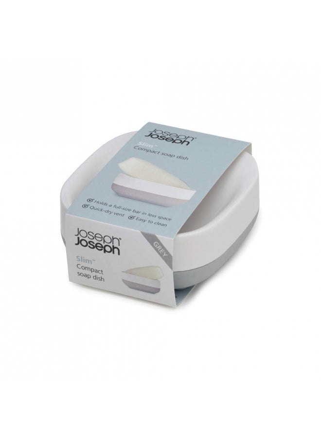 Joseph Joseph Joseph Joseph 70511 Slim Compact Soap Dish with Drain, Gray, 7.1 x 3.6 x 8.4 cm  - Image 2