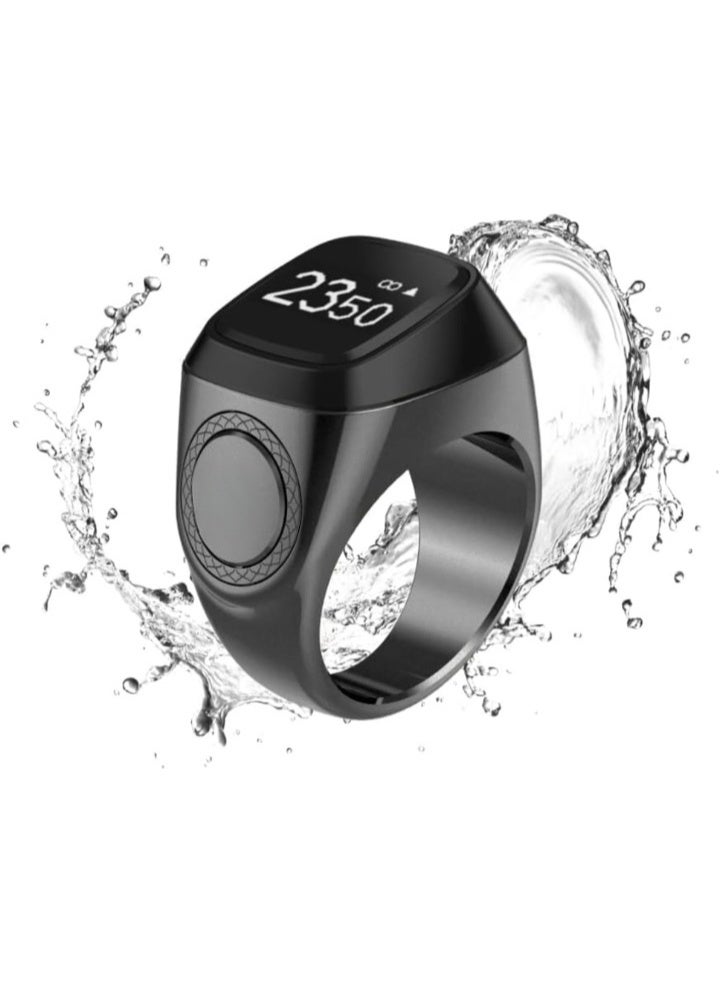 Zikr Tasbih Rings Smart Counter ring, Prayer Reminder  (Black Gray 18mm) - Image 1