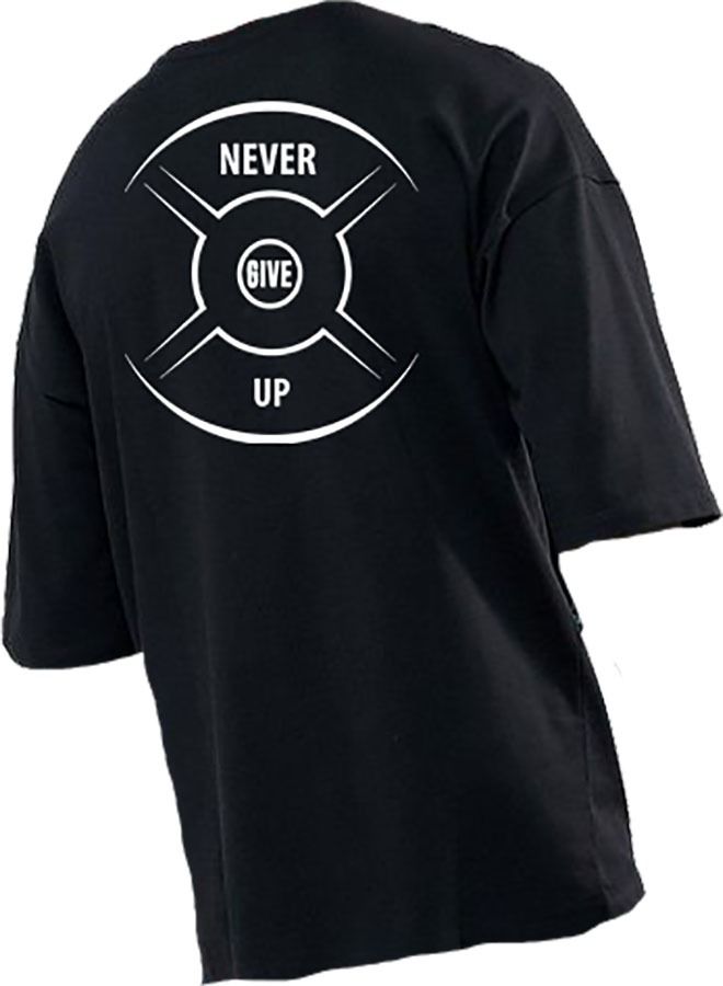 Genérico Men's Oversize T-shirt - NEVER GIVE UP Printed for exercise, gym and bodybuilding 7  - Image 5
